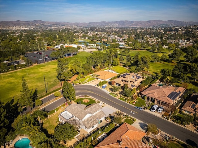 drone / aerial view with a mountain view