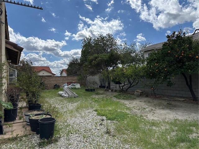 view of yard featuring a fenced backyard