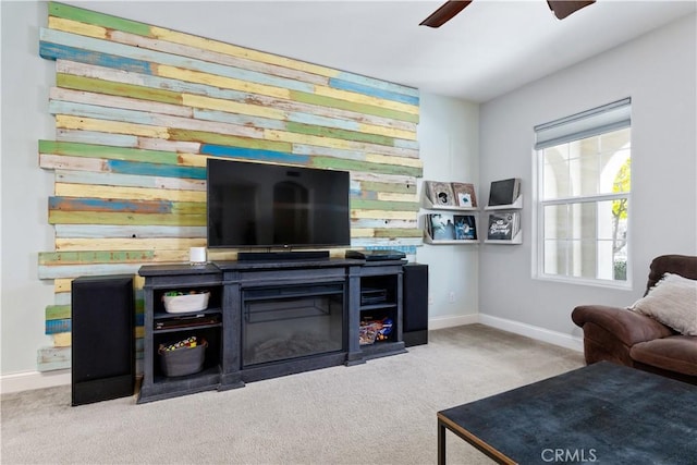 living room featuring carpet flooring