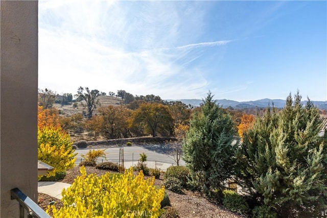 exterior space featuring a mountain view