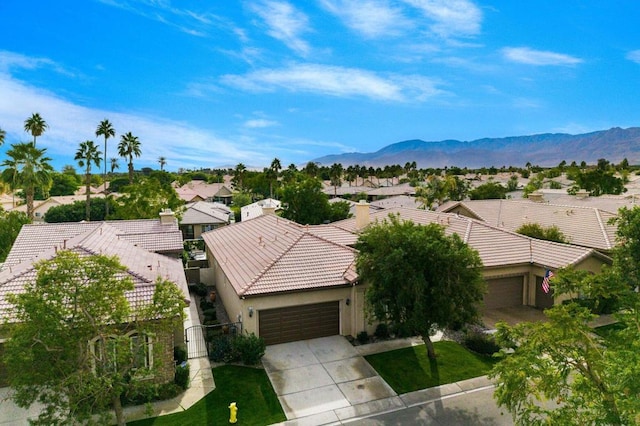 aerial view with a mountain view