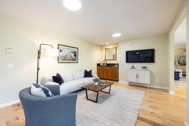 living room featuring light hardwood / wood-style floors