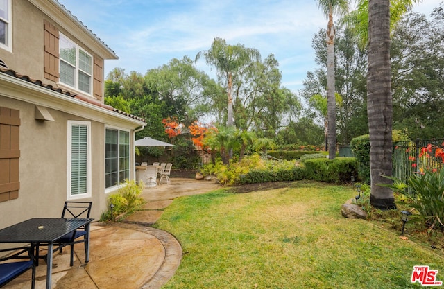 view of yard with a patio area