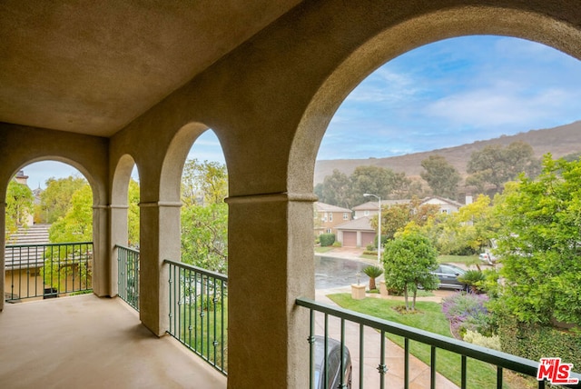 balcony with a mountain view