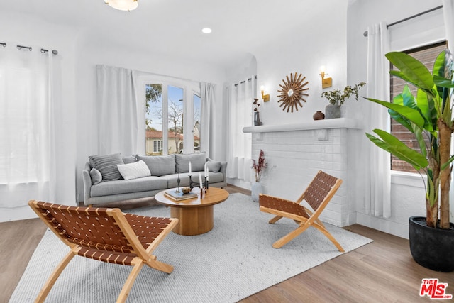 living room with light hardwood / wood-style floors