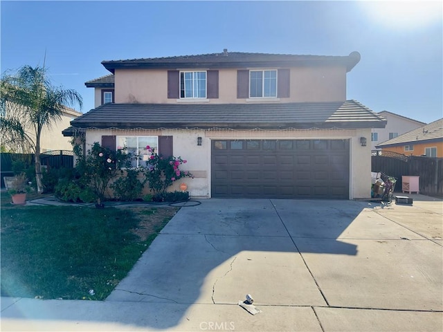 view of front property with a garage