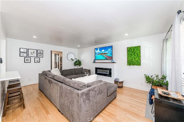 living room featuring light wood-type flooring