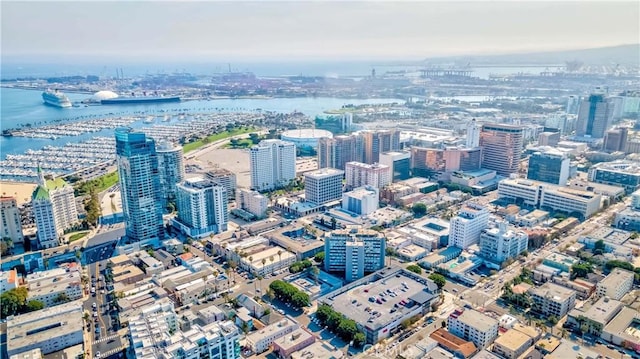 property's view of city featuring a water view