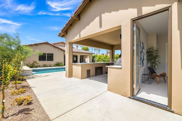 exterior space with an outdoor kitchen