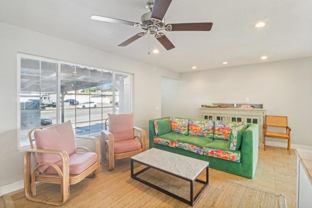 game room featuring ceiling fan