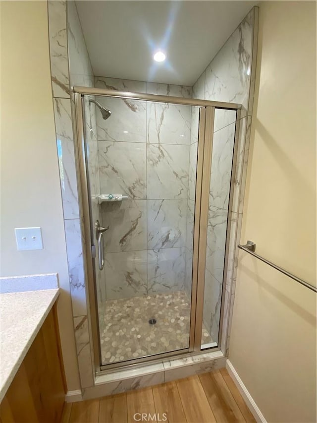 1954 Durham Dayton, Durham, CA 95938 - full bath with a marble finish shower, wood finished floors, and vanity