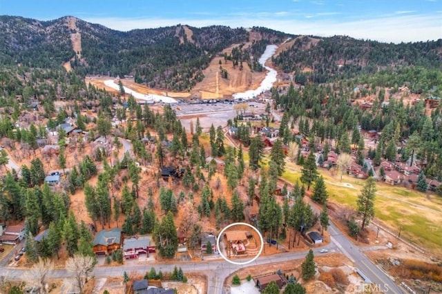 bird's eye view with a mountain view