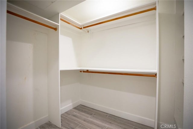 spacious closet with light hardwood / wood-style flooring