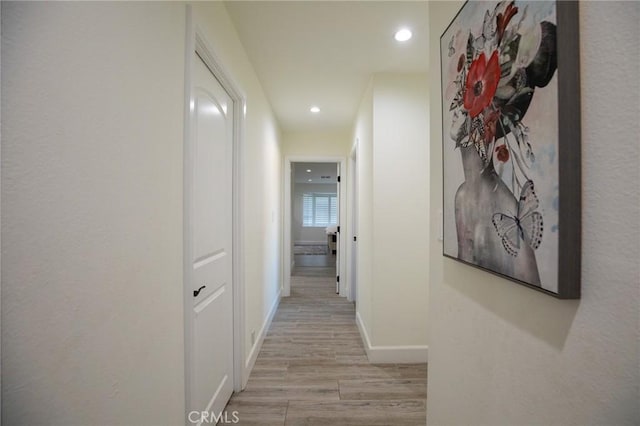 hall featuring light hardwood / wood-style floors