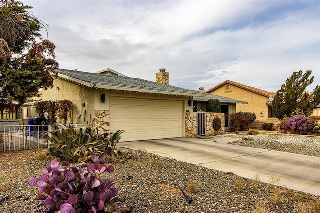 single story home with a garage