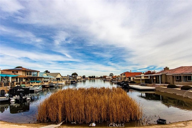 dock area featuring a water view