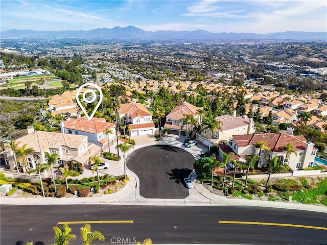 bird's eye view featuring a mountain view