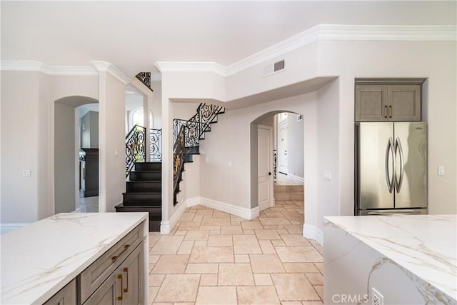 interior space featuring crown molding