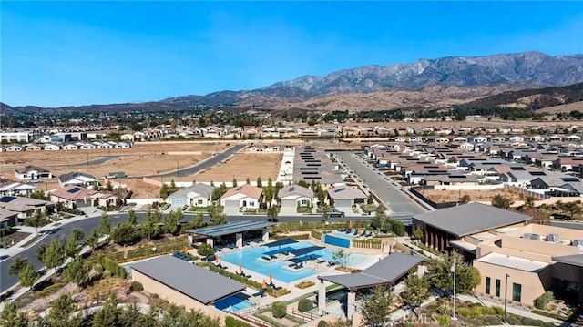 aerial view with a residential view and a mountain view