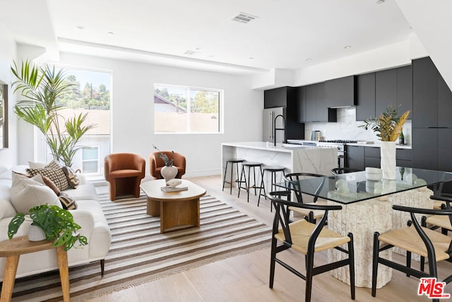 interior space with light hardwood / wood-style floors