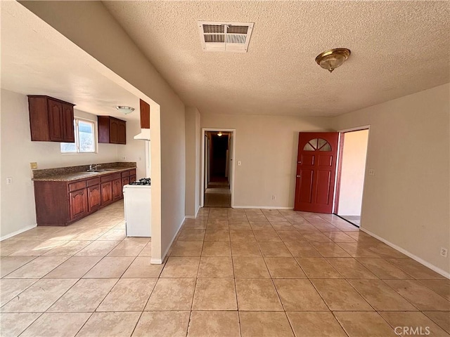 interior space with sink and a textured ceiling