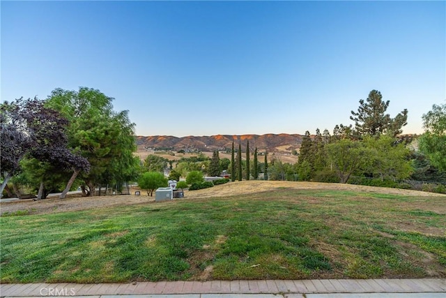 view of yard featuring a mountain view and a rural view