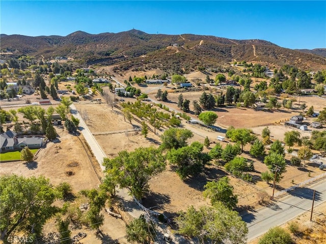 birds eye view of property with a mountain view