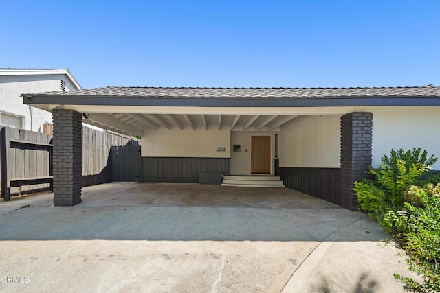 view of front of house featuring a carport