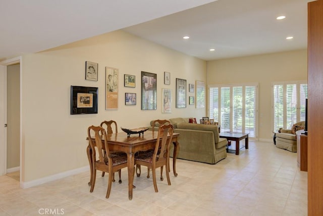 view of tiled dining area