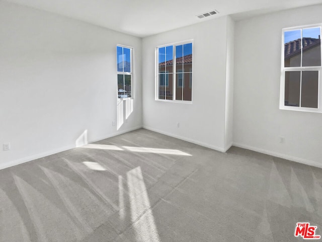 spare room with light carpet