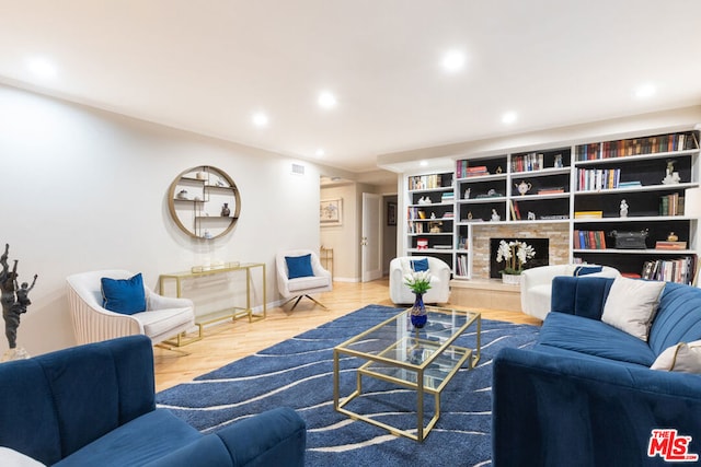 living room with hardwood / wood-style floors