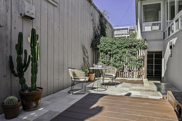 deck with a patio