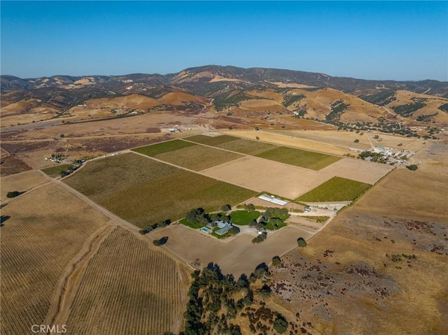 aerial view with a mountain view and a rural view