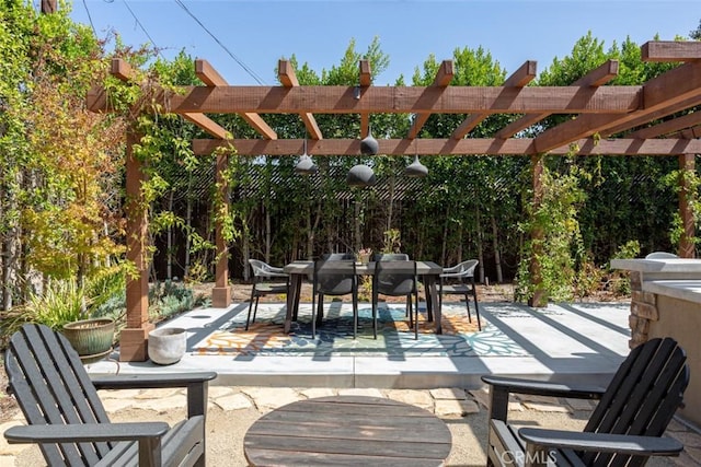 view of patio / terrace featuring a pergola