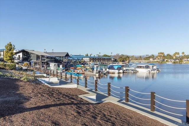 view of dock featuring a water view