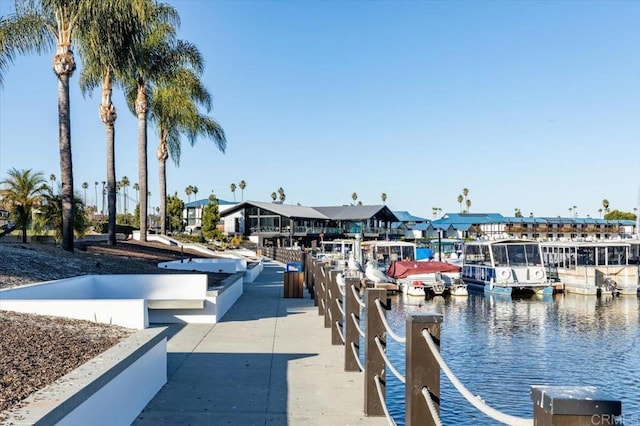 view of dock featuring a water view