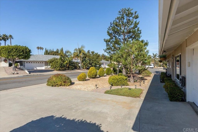 view of yard with a garage