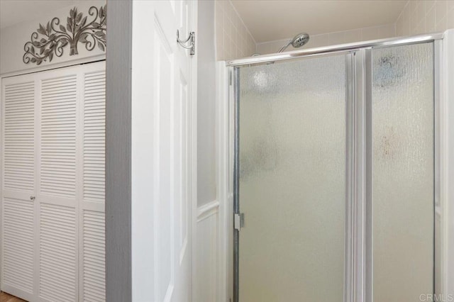 bathroom featuring walk in shower