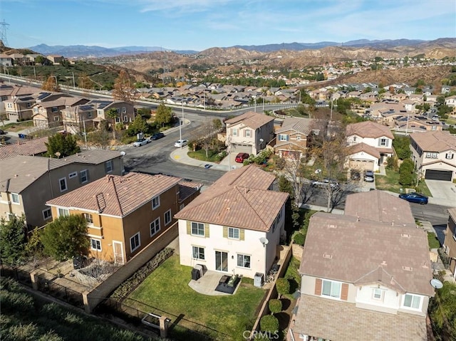 aerial view with a mountain view