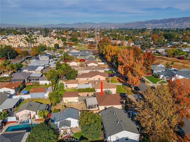 aerial view with a mountain view