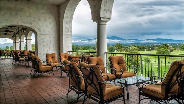 balcony with a mountain view