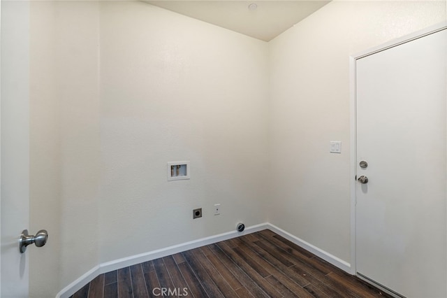 laundry area featuring electric dryer hookup, washer hookup, and dark hardwood / wood-style floors