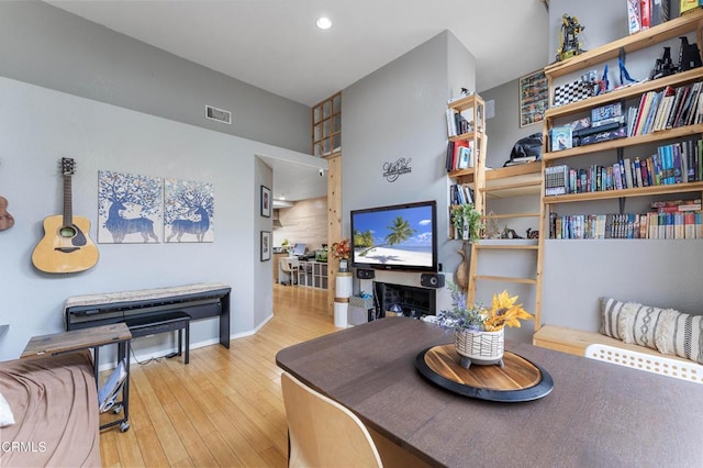 dining space featuring light wood-type flooring