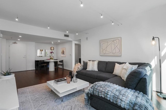 living room featuring wood-type flooring