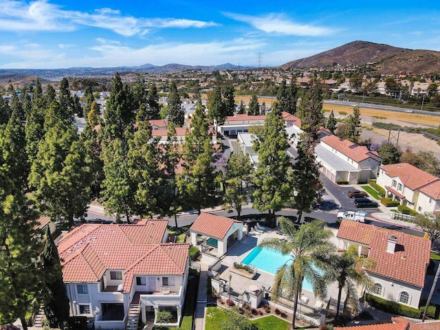 aerial view featuring a mountain view