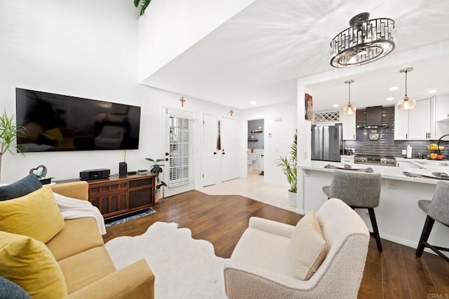 living room with wood-type flooring