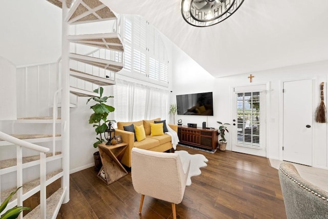 living room featuring dark hardwood / wood-style flooring