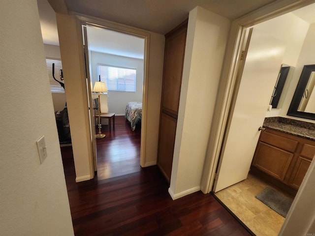 hall featuring dark hardwood / wood-style flooring