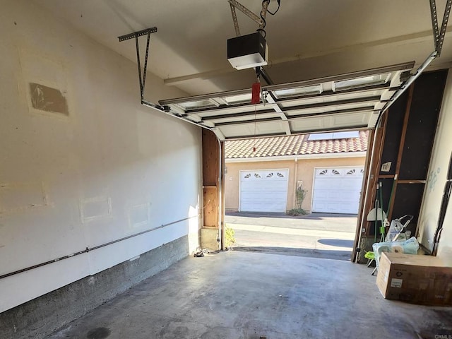 garage with a garage door opener