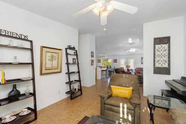 view of tiled living room